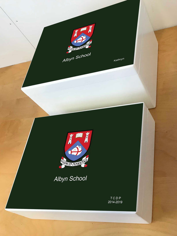Personalised Albyn School Memory Wood Boxes