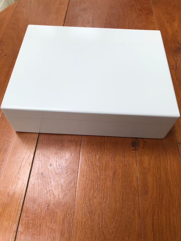 LUXURY PLAIN WHITE A4 WOODEN STORAGE BOXES