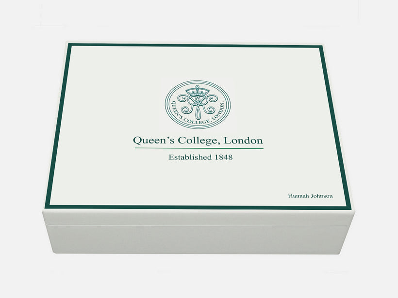 Personalised Queens College London School Memory Boxes