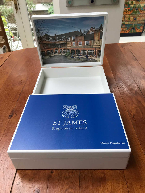 Personalised St James Preparatory School Memory Wood Boxes