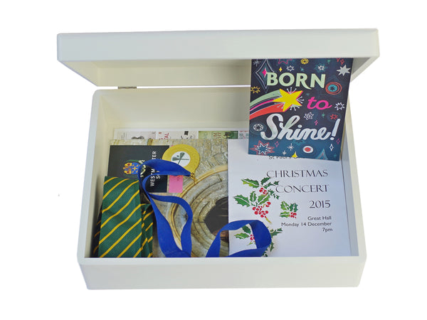 A4 box - Personalised Westminster Senior  Memory Wood Box - A4 Box - Pink border