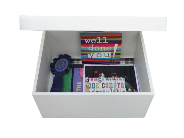 Glendower School Memory Wood Box - A4 Chest - Purple Top  with Border - Personalised