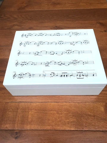 A4 Music Notes Wood Box  335 x 260 x 100mm - Personalised