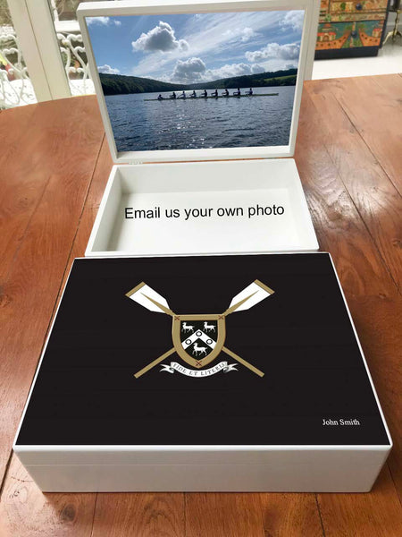 Box 2 - A4 Box -  Personalised St Paul's School Boat Club Wooden Memory Box - Black top