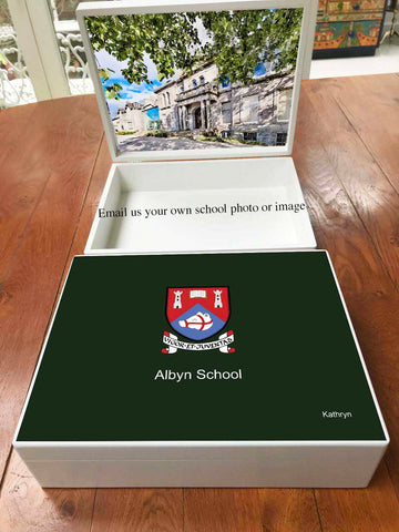 A4 box - Personalised Albyn School Memory Wood Box
