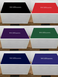 Extra Large A4 Size Colour Top (6 colours available) White Wooden Chest  | Personalise with your initials or a name and your photo on the inside lid 335 x 260 x 180 mm