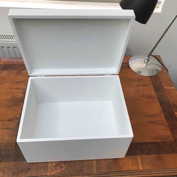 Key Documents Box - White Extra Large A4 Chest Wood Box 33.5 x 26 x 18 cm
