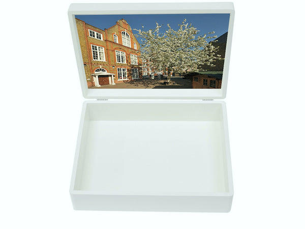Fulham School Memory Wood Box - A4 Box - White top - Personalised