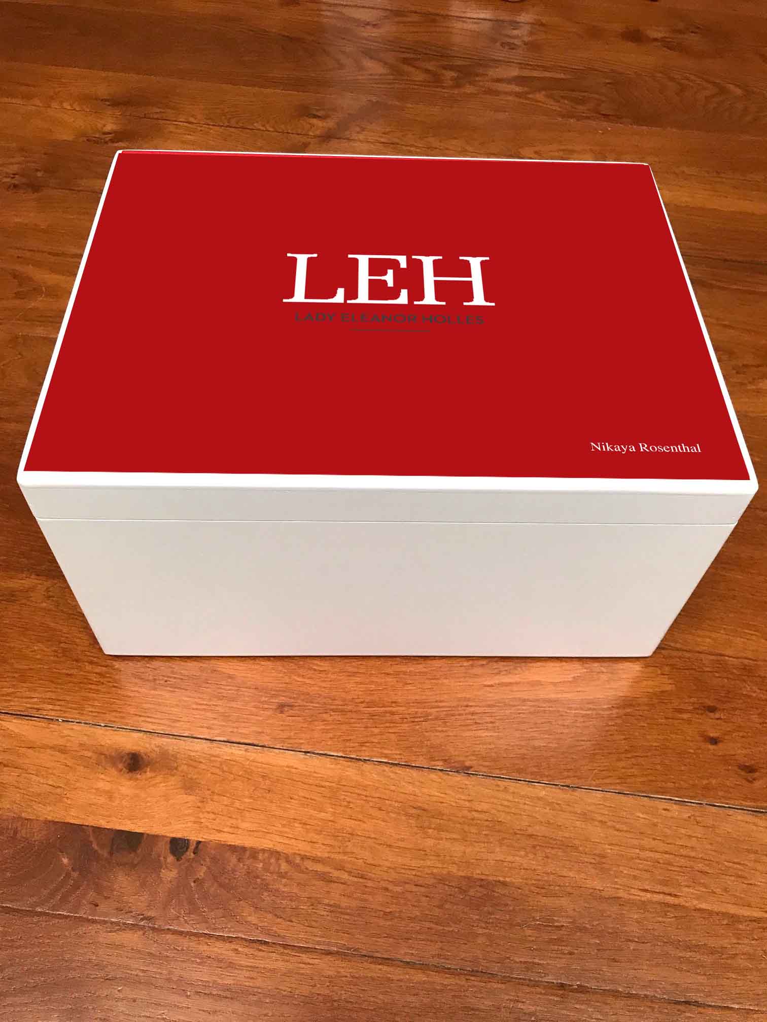 Lady Eleanor Holles (LEH) School Memory Wood Box -  - A4 Chest - Red top - Personalised