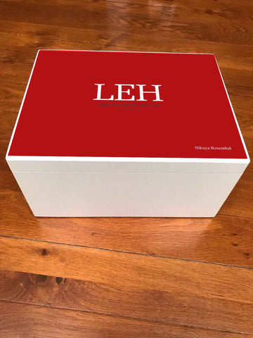 Lady Eleanor Holles (LEH) School Memory Wood Box -  - A4 Chest - Red top - Personalised
