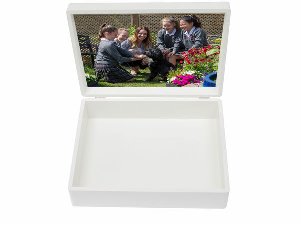Lady Eleanor Holles (LEH) School Memory Wood Box - A4 Box - White - Personalised