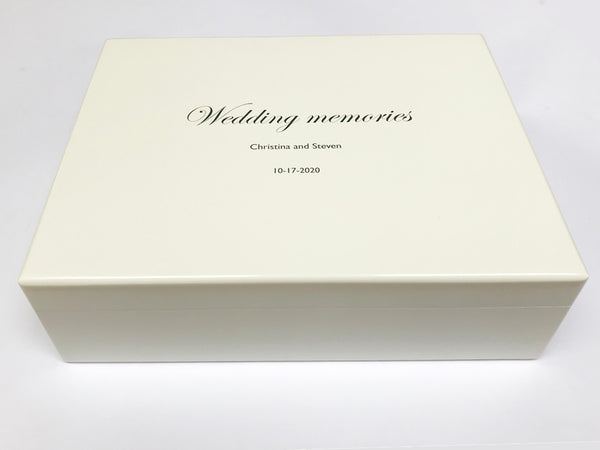 Large Luxury Personalised Wooden A4 Sized Wedding Memory Box With Your Photo on Inside Lid