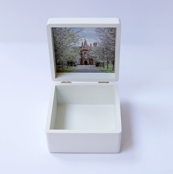 Medium Square - Caldicott School Memory box- Personalised - Blue Top White Border