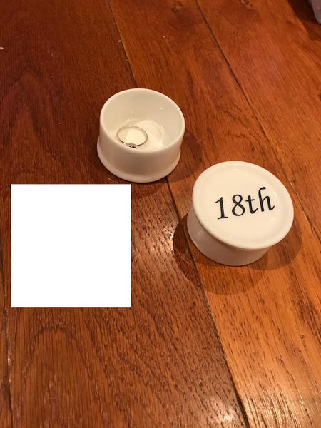 Personalised Small Bone China Heart Ring Boxes  with  Date/Name/Initials on Base of Heart Box | 55 mm in diameter