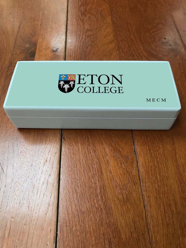 Box 6 - Luxury Wooden Pencil Case -  with Your School Colour on Top - Personalised