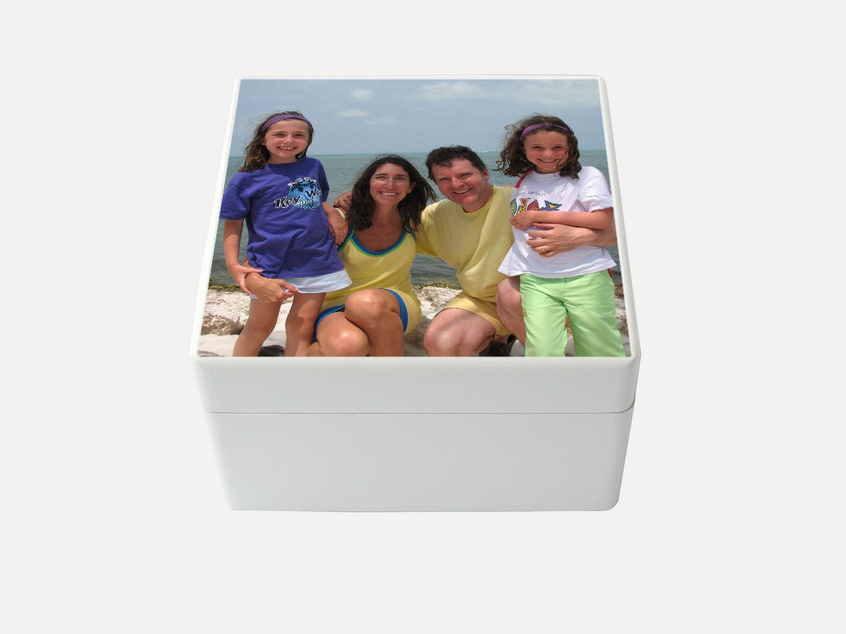 Medium Personalised Photo Box  | White Wooden Keepsake Memory Box |16 x 16 x 10 cm