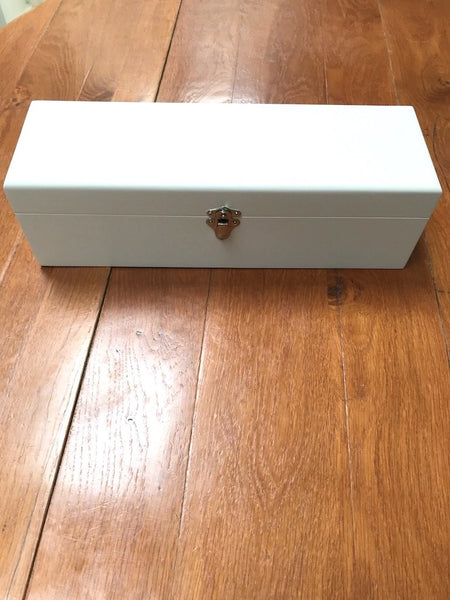 Wine Box x 25 - Luxury White Single Wine Wooden Box Hinged Lid  350x110x100mm