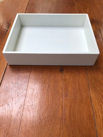 Luxury Plain White Wooden Storage A4 Tray | Display Tray 33.5 x 26 x 6 cm