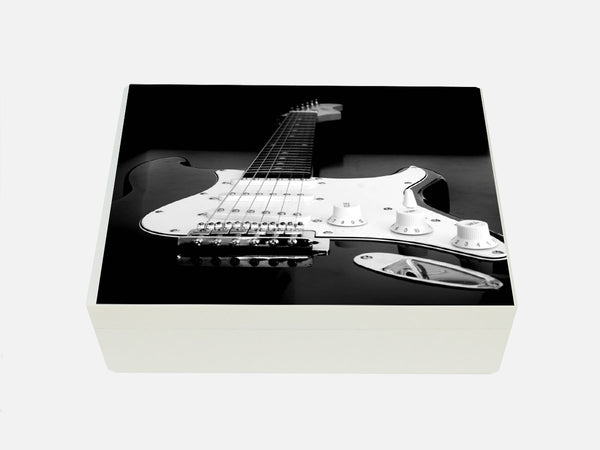 Luxury wooden box file with guitar image