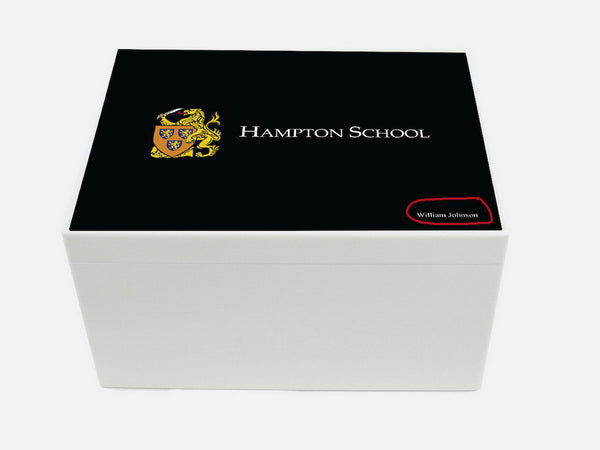 Hampton School Memory Wood Box - A4 Chest - Personalise with a name 335 x 260 x 180 mm