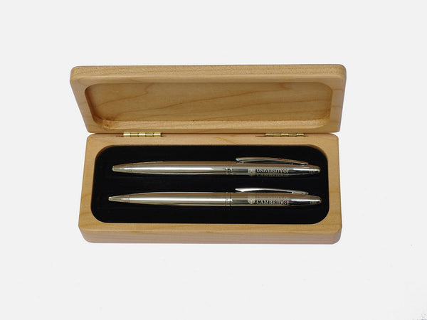 Personalised Maple Large Luxury Wooden Pen Case with your quote or message or name/initials  and Velvet Pen Tray