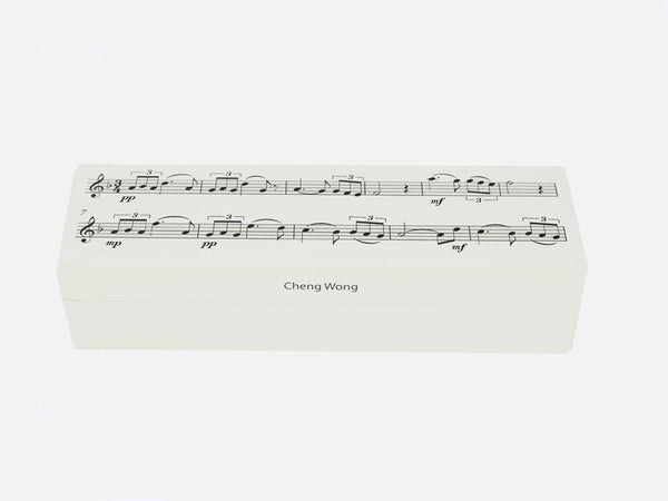 Personalised Music Notes Design White wooden pencil case