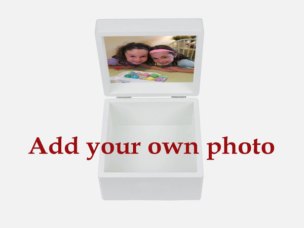 Medium Personalised Photo Box  | White Wooden Keepsake Memory Box |16 x 16 x 10 cm