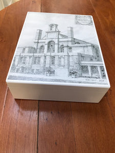 Design your Personalised Luxury White School Memory Wood Box - with drawing or painting images - A4 box