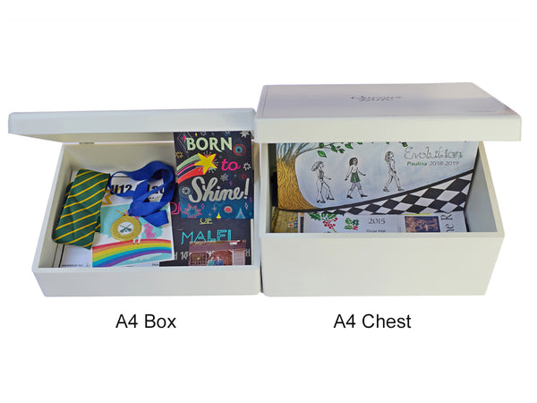 Personalised Kensington Prep School Memory Wood Box - A4 Box- White