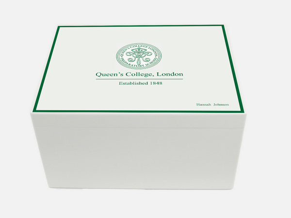 Queen's College Preparatory School Memory Wood Box - A4 Chest -  Personalised